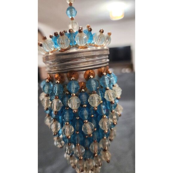 Antique Potpourri Beaded Ornament Blue Clear Glass Beads Potpourri - Picture 6 of 15